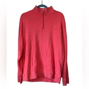 Southern Tide Men's Skipjack Pique Quarter Zip Pullover in Deep Coral Size Large